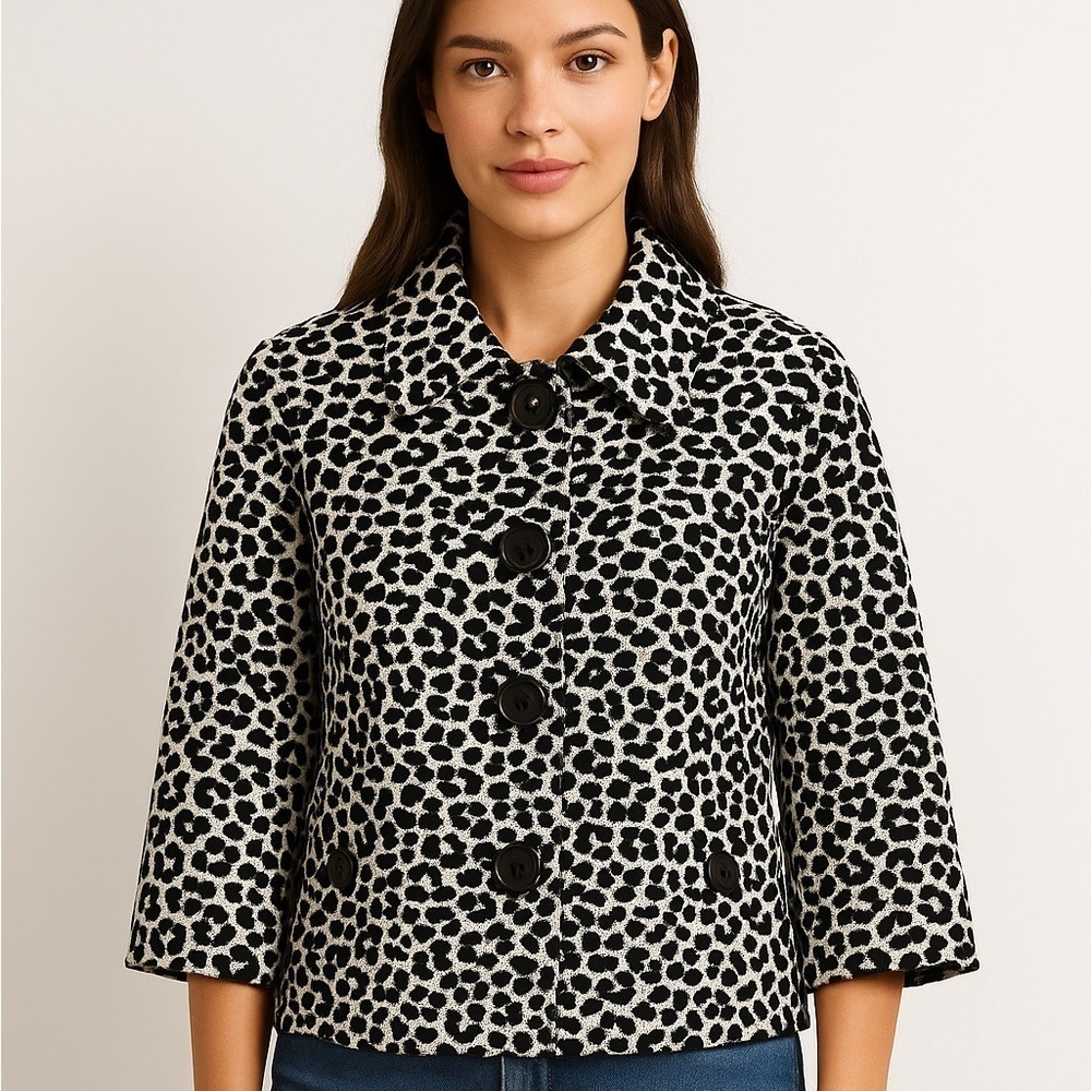 Forever 21 Jacquard Leopard Blazer | Vintage Y2K Retro Preppy Jacket Size M